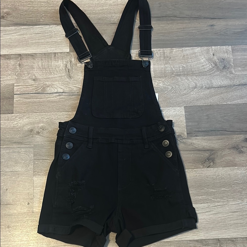 Rue21 Black Denim Overall Shorts